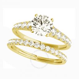 2.25 cttw Yellow Gold Plated Over Sterling Silver Round Swarovski Diamond Solitaire Bridal Set