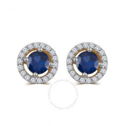 Blue and White Sapphire Birthstone Earring in Sterling Silver