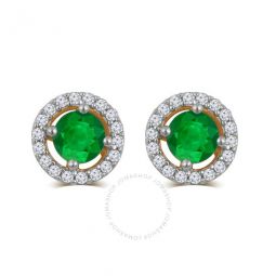 Emerald and White Sapphire Birthstone Earring in Sterling Silver