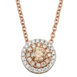 Diamond Muse 0.50 cttw 14KT Rose Gold Double Frame Diamond Pendant Necklace for Women