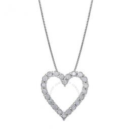 Diamond Muse 0.33 cttw White Gold Over Sterling Silver Open Heart Necklace for Women