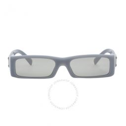 Light Grey Mirror Silver Rectangular Mens Sunglasses