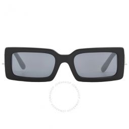 Grey Mirror Black Rectangular Ladies Sunglasses