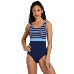 Dolfin Womens Aquashape Color Block Moderate Scoop Back Chlorine Resistant One Piece Swimsuit