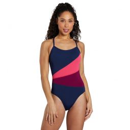 Dolfin Womens Aquashape Color Block Moderate One Piece Swimsuit