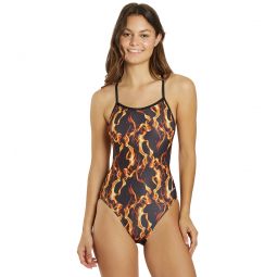 Dolfin Womens Reliance Vapor Print V-Back One Piece Swimsuit