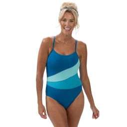 Dolfin Aquashape Womens Color Block Moderate Lap Suit One Piece Swimsuit