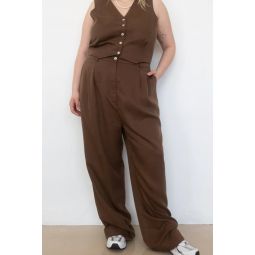 Pleated Trouser - Chocolate