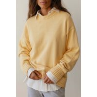 The Cotton Knit Crewneck Sweater - Corn