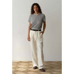 The Linen Pleated Pant - Creme