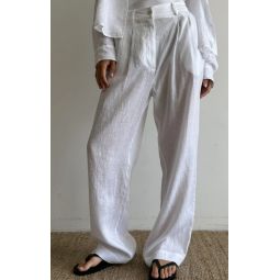 The Linen Pleated Pant - Powder
