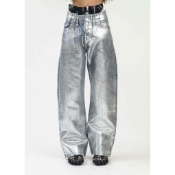 Foil Denim Pants - Silver