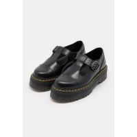 Bethan Polished Smooth Leather Platform Mary Janes in Black