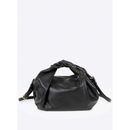Large Duffle Crossbody Soft Leather Twist Bag - Black