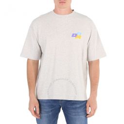 Mens Light Grey DDM Logo Print Cotton Le T-Shirt, Size Small