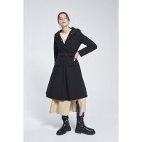 Recycled Materials Flare Raincoat - Black