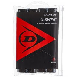 Dunlop U-Sweat Overgrip Black 12-Pack Zipper