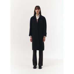 Wool Raglan Mac Coat - Black