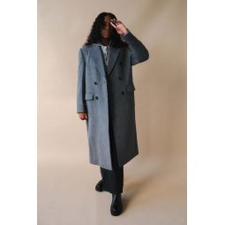 TAILORED DOUBLE BREASTED WOOL COAT - MELANGE GREY