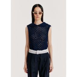 Collared Knit Vest - Navy