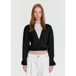 Panelled V-Neck Cardigan - Black