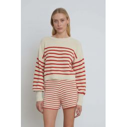 Layla Stripe Sweater - Ivory/Tomato