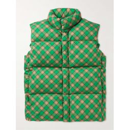 Checked Quilted Cotton-Jacquard Down Gilet