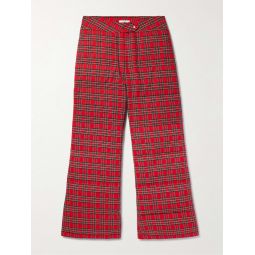 Straight-Leg Checked Cotton-Twill Down Trousers