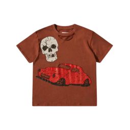 Unisex Ripped Collar Skull Red Tee