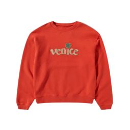 Men Red Venice Crewneck Knit Sweatshirt