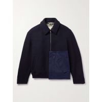 Layered Cotton-Trimmed Wool Bomber Jacket