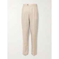 Slim-Fit Pleated Checked Alpaca-Blend Suit Trousers