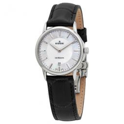 Les Bemonts Mother of Pearl Dial Black Leather Ladies Watch