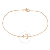 Womens 18K Rose Gold Plated CZ Simulated Diamond Anchor Pendant Bracelet