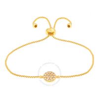 Womens 18K Yellow Gold Plated CZ Simulated Diamond Circle Adjustable Bolo Bracelet