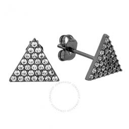 Womens 18K Black Gold Plated CZ Simulated Diamond Pave Triangle Stud Earrings