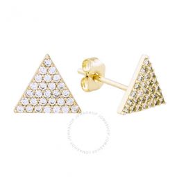 Womens 18K Yellow Gold Plated CZ Simulated Diamond Pave Triangle Stud Earrings
