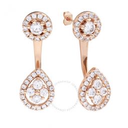 Womens 18K Rose Gold Plated CZ Simulated Diamond Ear Jacket Earring