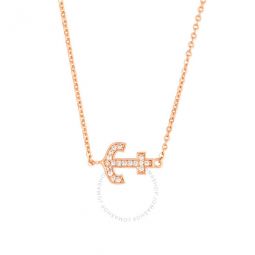 Womens 18K Rose Gold Plated CZ Simulated Diamond Anchor Pendant Necklace