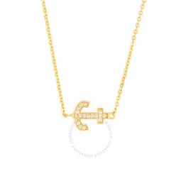 Womens 18K Yellow Gold Plated CZ Simulated Diamond Anchor Pendant Necklace