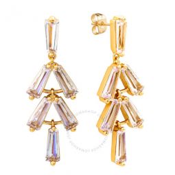 Womens 18K Yellow Gold Plated CZ Simulated Baguette Diamond Dangle Earrings