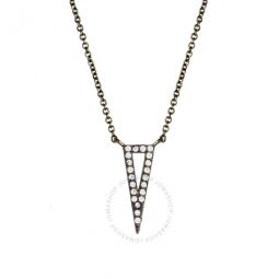 Womens 18K Black Gold Plated CZ Simulated Diamond Triangle Pendant Necklace