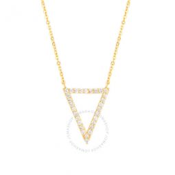 Womens 18K Yellow Gold Plated CZ Simulated Diamond Open Triangle Pendant Necklace