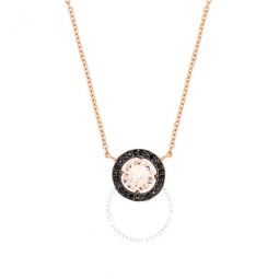 Womens 18K Rose Gold Plated Pink and Black CZ Simulated Diamond Classic Halo Pendant Necklace