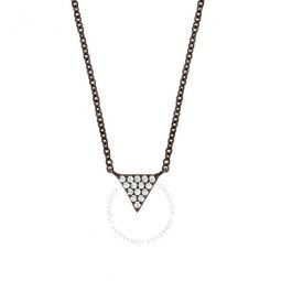 Womens 18K Black Gold Plated CZ Simulated Diamond Pave Mini Triangle Pendant Necklace