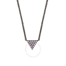 Womens 18K Black Gold Plated Pink CZ Simulated Diamond Pave Mini Triangle Pendant Necklace