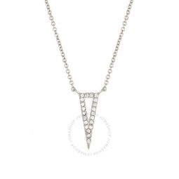Womens 18K White Gold Plated CZ Simulated Diamond Triangle Pendant Necklace