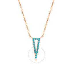Womens 18K Rose Gold Plated Simulated Turquoise Triangle Pendant Necklace