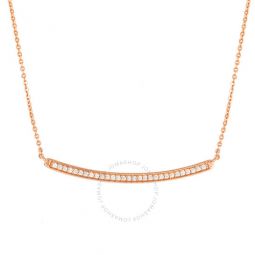Womens 18K Rose Gold Plated CZ Simulated Diamond Curved Bar Necklace
