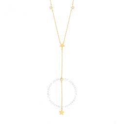Womens 18K Yellow Gold Plated CZ Simulated Diamond Star Drop Necklace